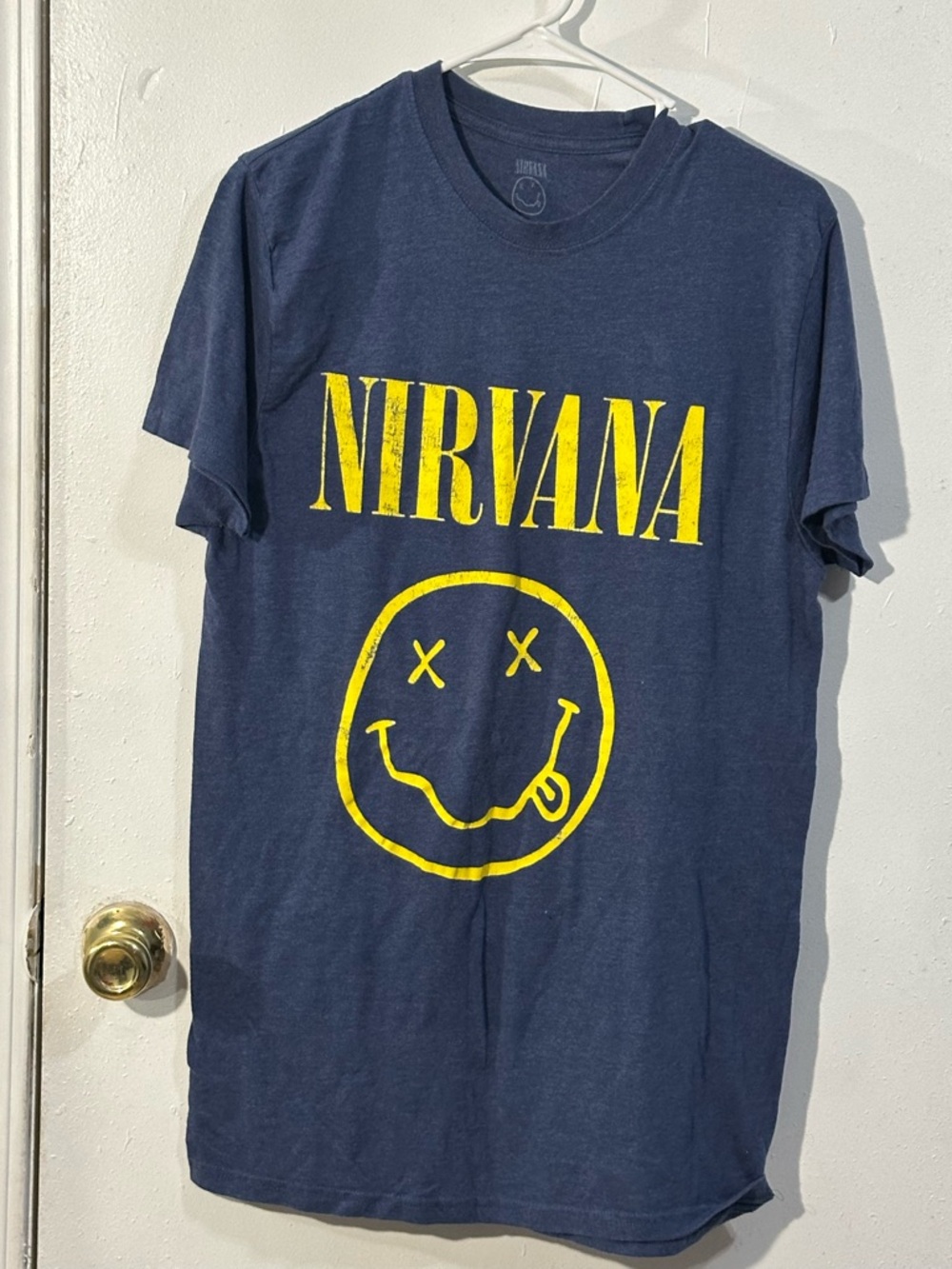 NIRVANA Indigo Graphic Tee with Faded White Print